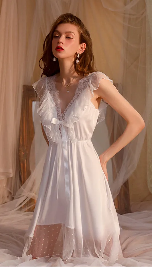 Sexy Nightdress Halter Slip Dress Sweet Lace Comfortable Breathable Women's Home Wear Set