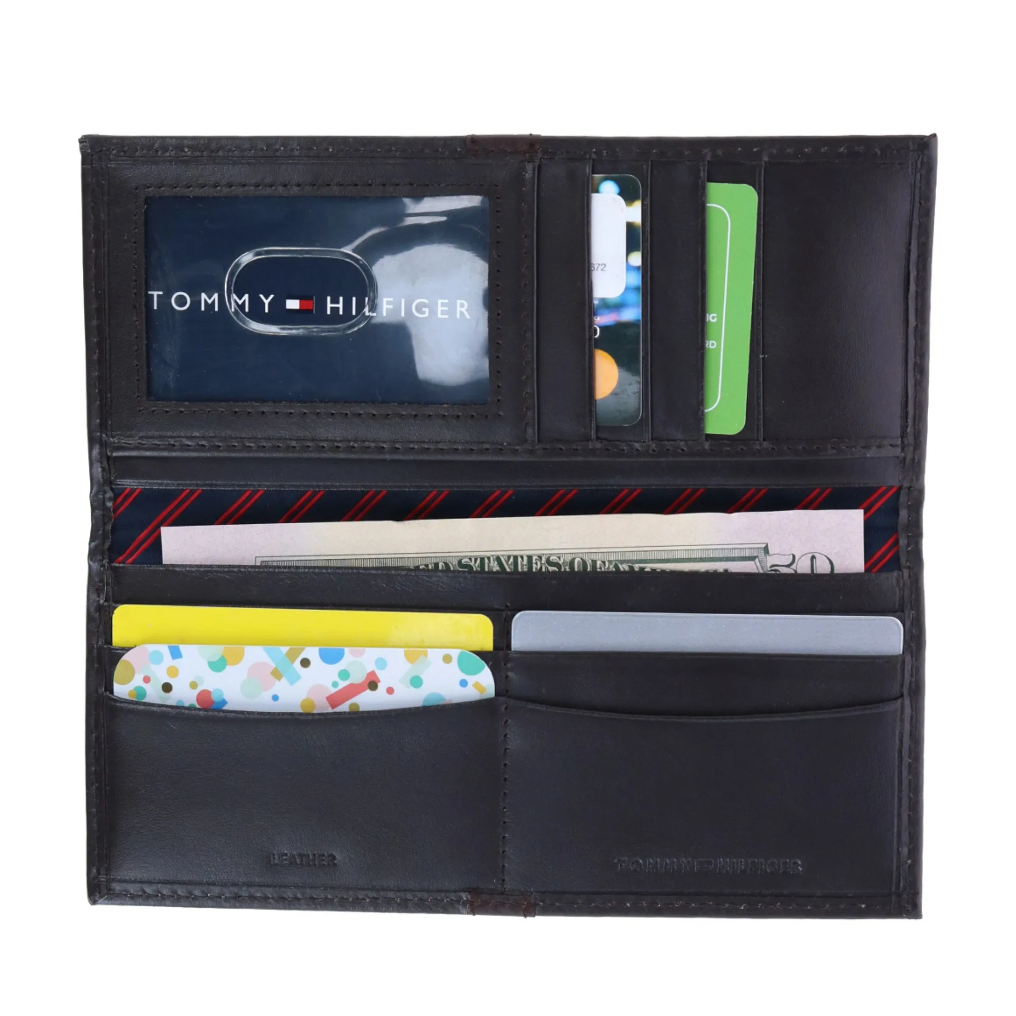 Tommy Hilfiger Men's Leather Ranger RFID Checkbook Cover Secretary Wallet