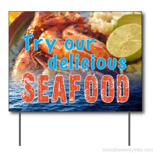 Try Our Delicious Seafood Curbside Sign, 24"w x 18"h, Full Color Double Sided