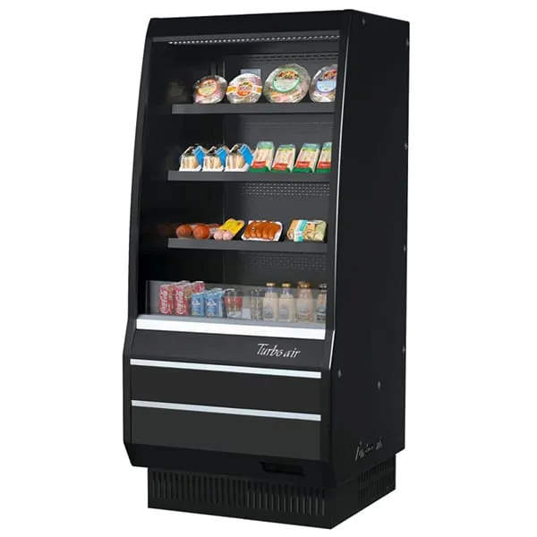 Turbo Air TOM-40MB-SP-N 8.3 cu.ft. 39" 115V Black Solid Sides Refrigerated Vertical Open Display Case