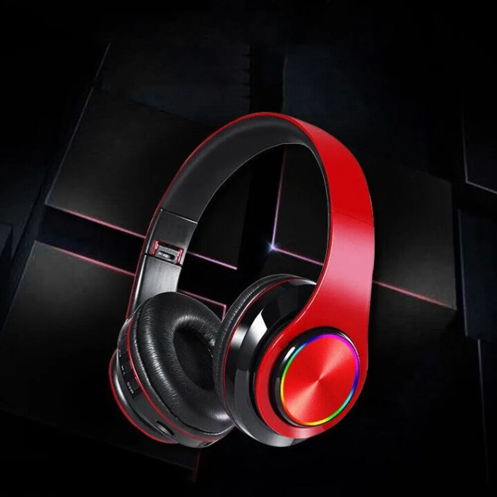 US 1-2 Pc Super Bass Wireless Bluetooth Headphones Foldable Stereo Earphones Mic