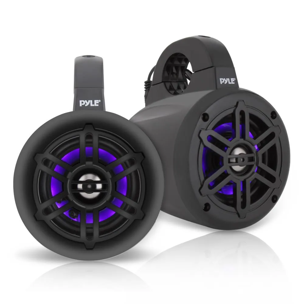 Waterproof Rated Marine Tower Speakers - Wakeboard Subwoofer Speaker System With Built-In Led Lights (4’' -Inch, 300 Watt)