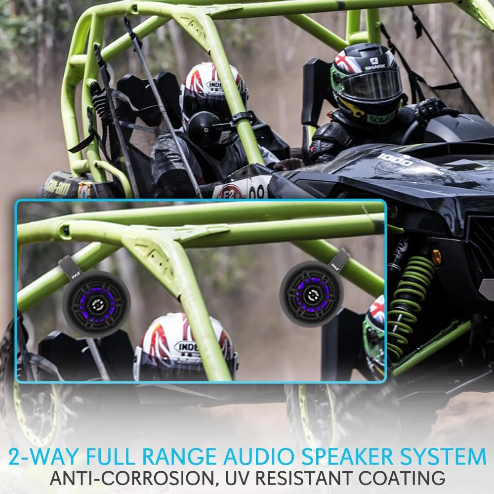 Waterproof Rated Marine Tower Speakers - Wakeboard Subwoofer Speaker System With Built-In Led Lights (4’' -Inch, 300 Watt)