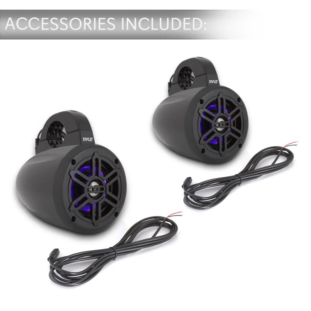 Waterproof Rated Marine Tower Speakers - Wakeboard Subwoofer Speaker System With Built-In Led Lights (4’' -Inch, 300 Watt)
