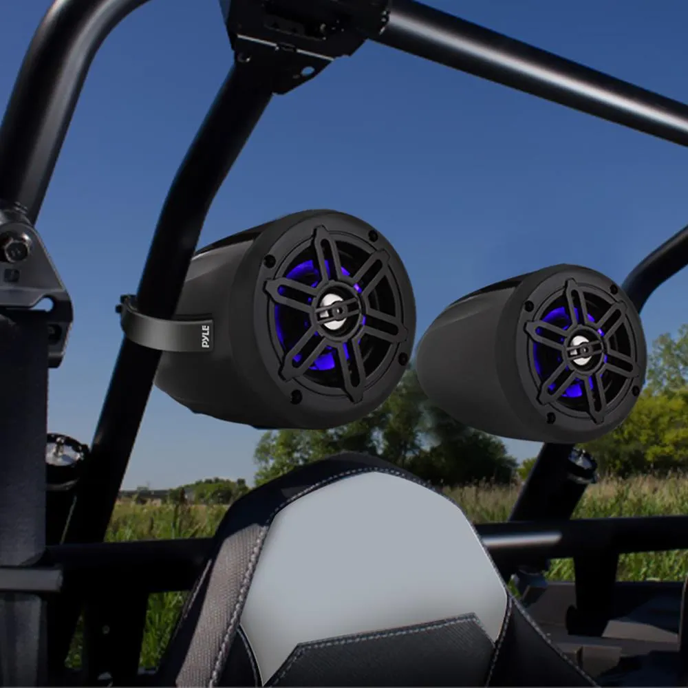 Waterproof Rated Marine Tower Speakers - Wakeboard Subwoofer Speaker System With Built-In Led Lights (4’' -Inch, 300 Watt)