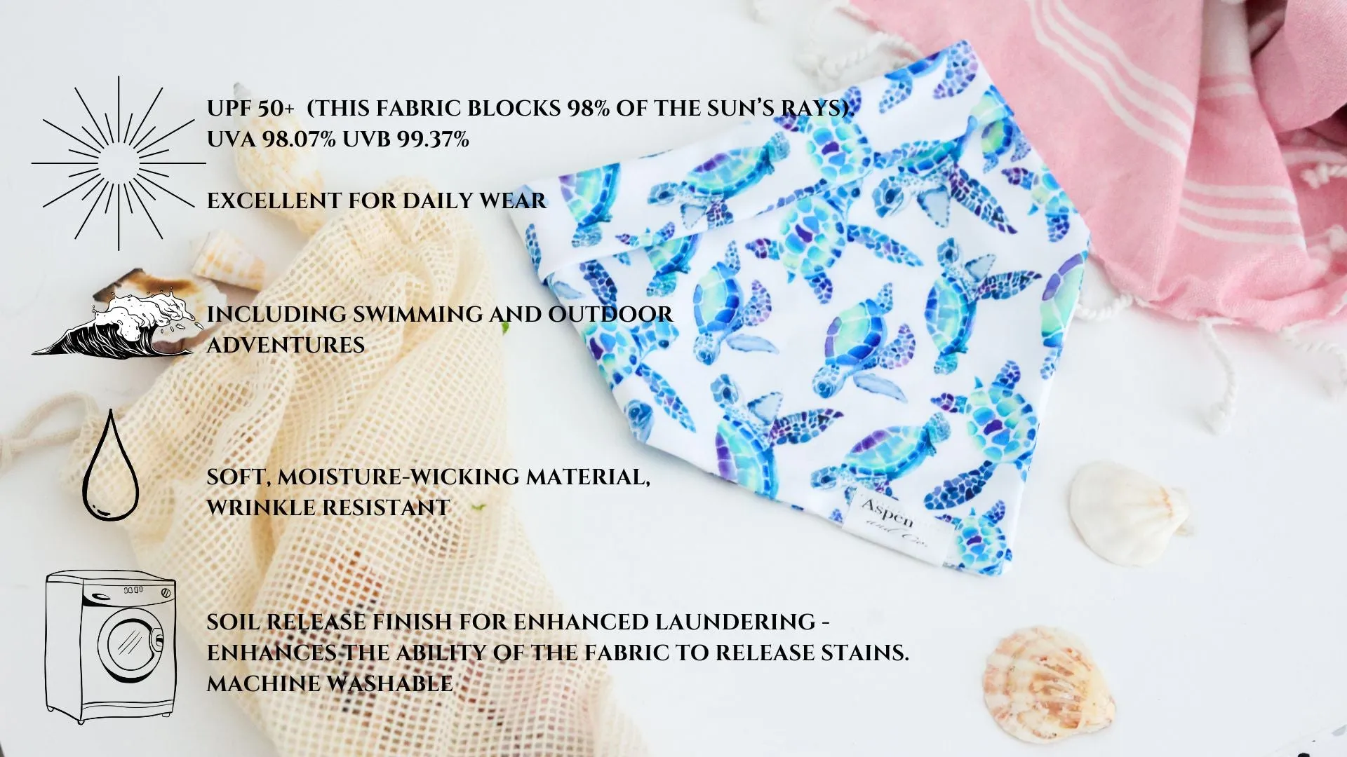 Weatherproof Dog Bandana - Sea Turtles